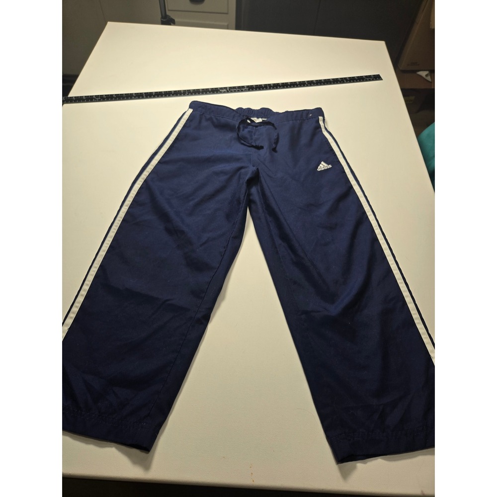 Adidas Track Pants Womens Small Navy Blue Excellent 3-Stripe Straight Leg